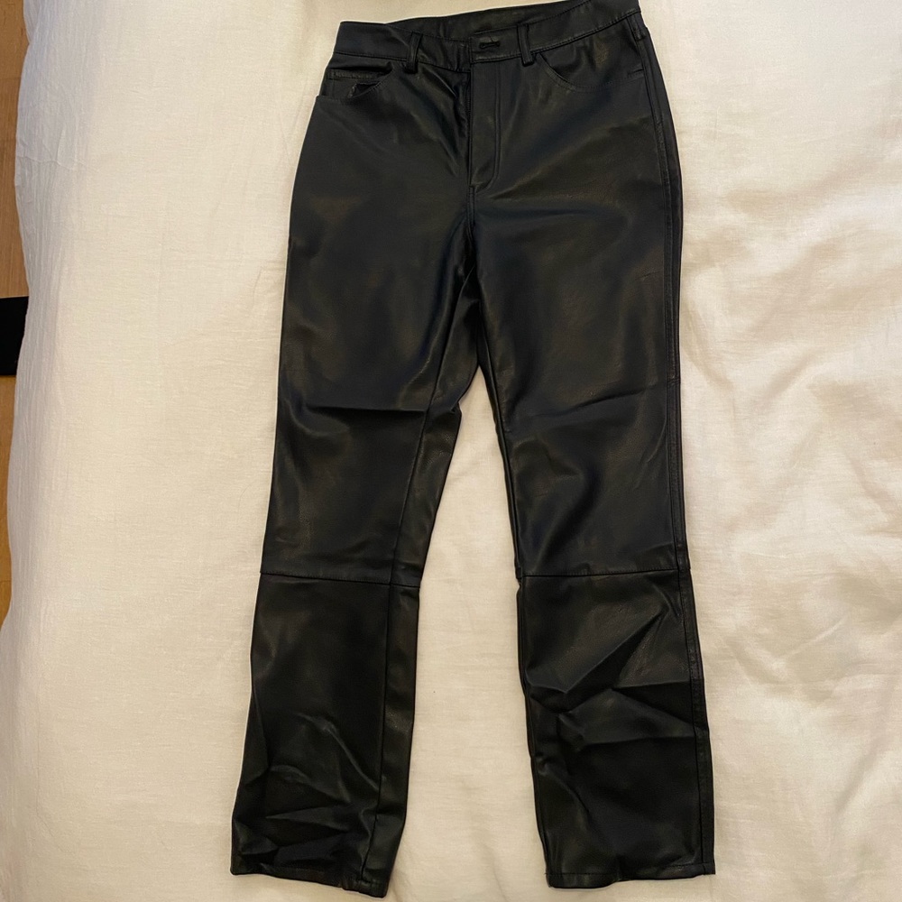 HM High Waisted Straight Leg Faux Leather Pants
